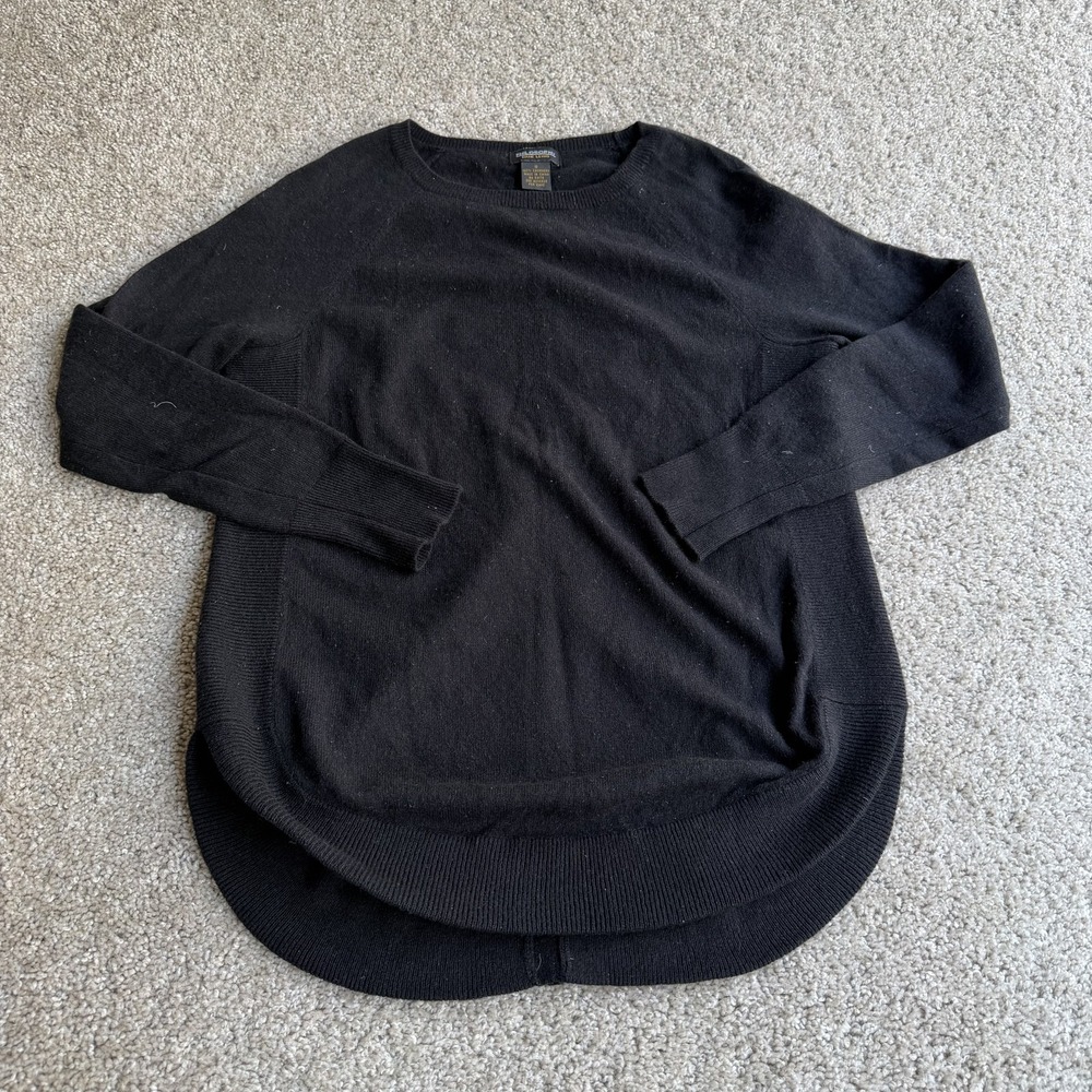 Philosophy Sweater Womens S Black Cashmere Crew Neck Button Back Pullover Top
